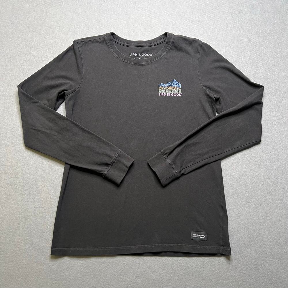 Life Is Good Crusher-Lite Women’s Long Sleeve Graphic Tee Small Mountain Outdoor